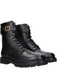 Celine Black Leather Combat-Biker Ankle Boots