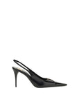 Saint Laurent Black Leather Slingback Heeled Pumps