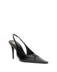 Saint Laurent Black Leather Slingback Heeled Pumps
