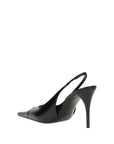 Saint Laurent Black Leather Slingback Heeled Pumps