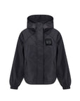 Ganni Logo Hooded Nylon Jacket - Black