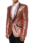 Dolce & Gabbana Pink Sequin Sicilia Suit Blazer
