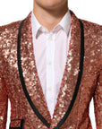 Dolce & Gabbana Pink Sequin Sicilia Suit Blazer