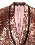 Dolce & Gabbana Pink Sequin Sicilia Suit Blazer