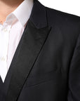 Dolce & Gabbana Martini Vest, Blazer & Pants 3-Piece Suit - Black