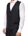 Dolce & Gabbana Martini Vest, Blazer & Pants 3-Piece Suit - Black