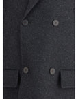 Fendi Gray/Grey Wool Double-breasted Coat