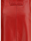 Miu Miu Red Nappa Leather Skirt