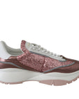 Jimmy Choo Glitter Leather Lace-Up Low Top Sneaker