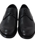 Dolce & Gabbana Black Leather Sartoria Handcrafted Derby Lace-Up Shoes