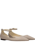 Jimmy Choo Leona Taupe Gray Leather Ballet Flats