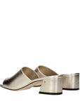 Jimmy Choo Champagne Gold Leather Low Block Heel Mule Sandals