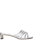 Jimmy Choo Carmel 35 Silver Leather Low Heel Sandals