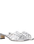 Jimmy Choo Carmel 35 Silver Leather Low Heel Sandals