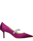 Jimmy Choo Embellished Fuchsia Satin Mary Jane Pumps