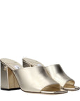 Jimmy Choo Gold Leather Block Heel Sandals
