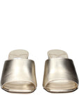 Jimmy Choo Champagne Gold Leather Block Heel Mule Sandals