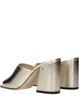 Jimmy Choo Champagne Gold Leather Block Heel Mule Sandals