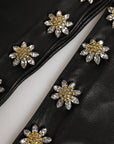 Dolce & Gabbana Embellished Florals Leather Long Gloves - Black