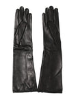 Dolce & Gabbana Embellished Florals Leather Long Gloves - Black