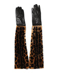 Dolce & Gabbana Leopard Print Leather Elbow Length Gloves