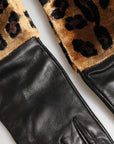 Dolce & Gabbana Leopard Print Leather Elbow Length Gloves