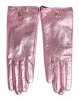Dolce & Gabbana DG Logo Wrist Length Gloves - Pink Gloss