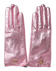 Dolce & Gabbana DG Logo Wrist Length Gloves - Pink Gloss