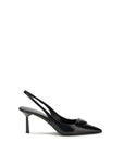 Prada Black Leather Slingback Heeled Pumps