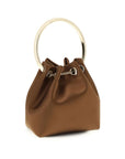 Jimmy Choo Brown Silk Ring Clutch Bucket Bag