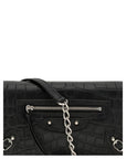 Balenciaga Crocodile Embossed Leather Wallet & Chain Strap