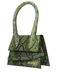 Jacquemus Green Python Embossed Leather Handbag
