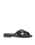 Prada black leather criss-cross flat sandals