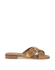 Prada Brown Tan Leather Criss-Cross Flat Sandals