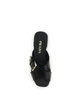 Prada black leather criss-cross flat sandals