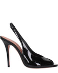 Amina Muaddi Kristina Slingback Heels - Gloss Black