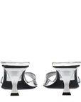 The Attico Bes Leather Heeled Mule Sandals - Silver