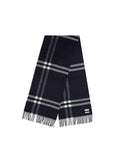Burberry Checked Fringed Cashmere Scarf - Blue