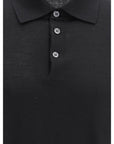 Brunello Cucinelli Wool-Cashmere Long Sleeve Polo Top - Black