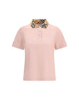 Burberry Checkered Collar Pink Polo Shirt