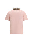Burberry Checkered Collar Pink Polo Shirt