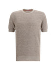 Brunello Cucinelli Taupe Linen Knit Top