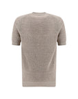 Brunello Cucinelli Taupe Linen Knit Top