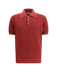 Brunello Cucinelli Red Knit Polo Shirt