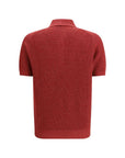 Brunello Cucinelli Red Knit Polo Shirt