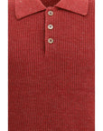 Brunello Cucinelli Red Knit Polo Shirt