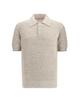 Brunello Cucinelli Beige Knit Polo Shirt