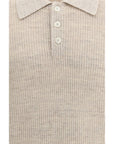Brunello Cucinelli Beige Knit Polo Shirt