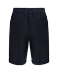 Brunello Cucinelli Blue Linen Bermuda Shorts