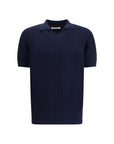 Brunello Cucinelli Deep Blue Knit Polo Shirt